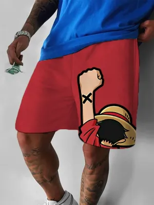 Men's Fashion Anime Print Pocket Shorts