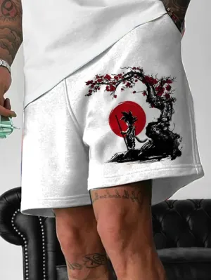 Men's Fashion Anime Print Pocket Shorts