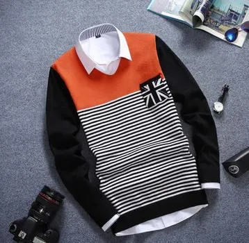 Men's Fashion Long Sleeved Stripe Sweater
