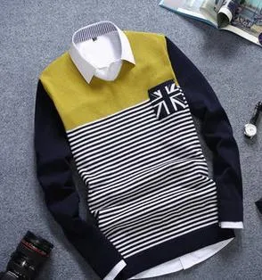 Men's Fashion Long Sleeved Stripe Sweater