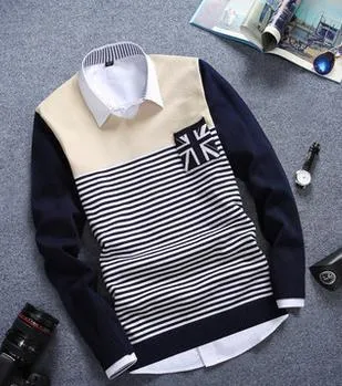 Men's Fashion Long Sleeved Stripe Sweater