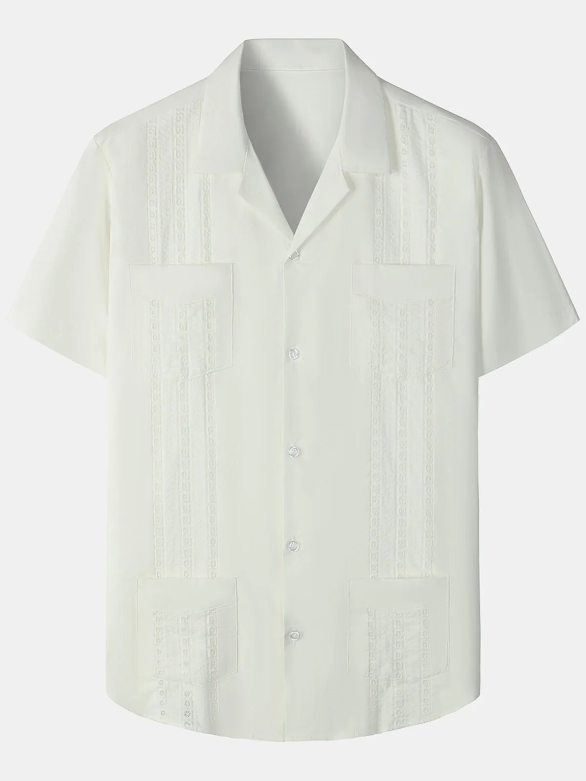 Men's Guayabera Cuban Short Sleeve Casual Button Beach Shirt