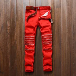 Men's Knee Zipper Jeans
