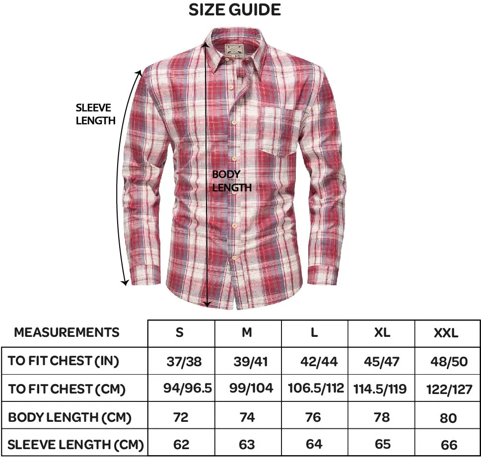 Men's Long Sleeve Checked Cotton Shirt - Green / Brown