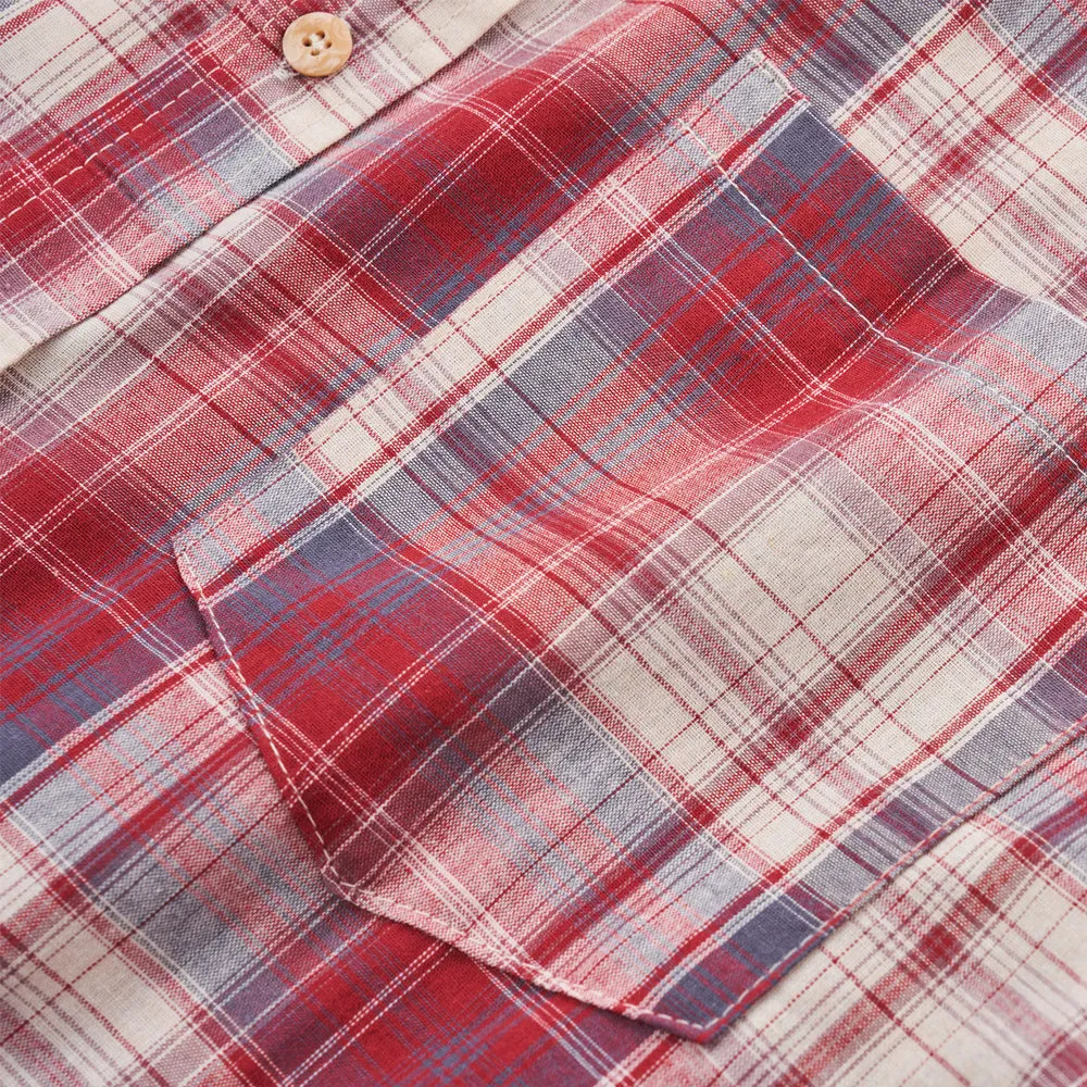 Men's Long Sleeve Checked Cotton Shirt - Green / Brown