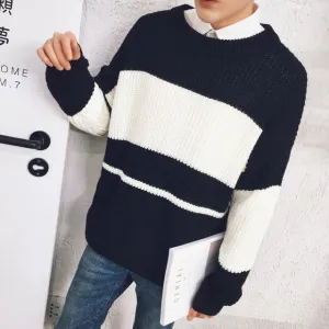 Men's Patchwork Long-Sleeved Sweater