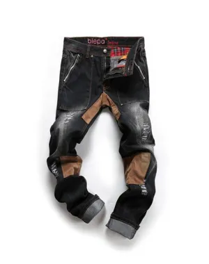 Men's Patchwork Ripped Jeans