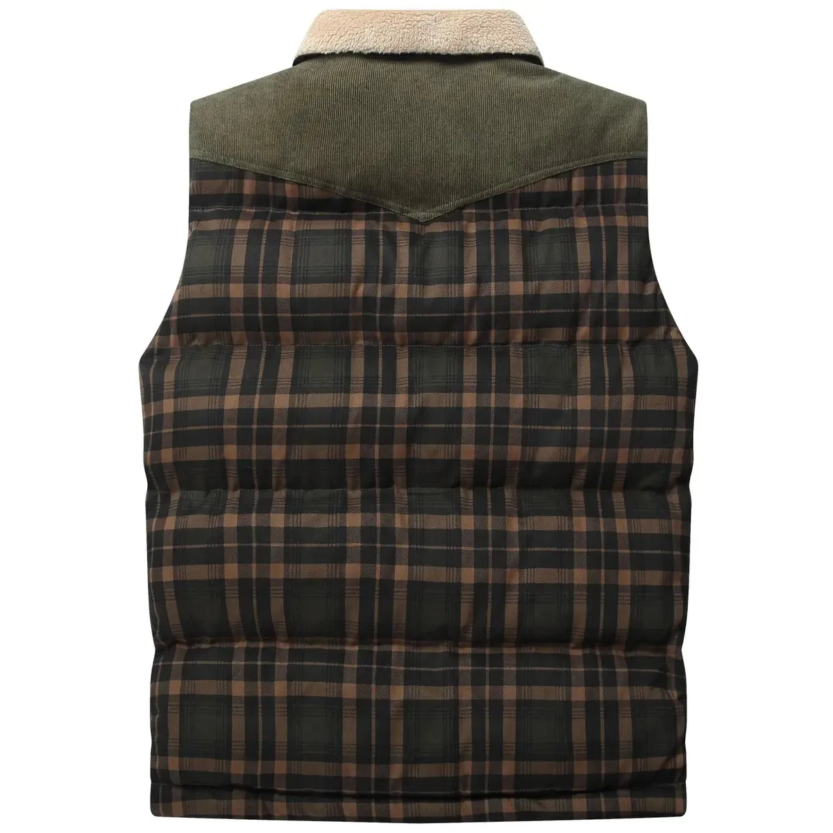 Men's Plaid Patchwork Corduroy Wanderer Vest
