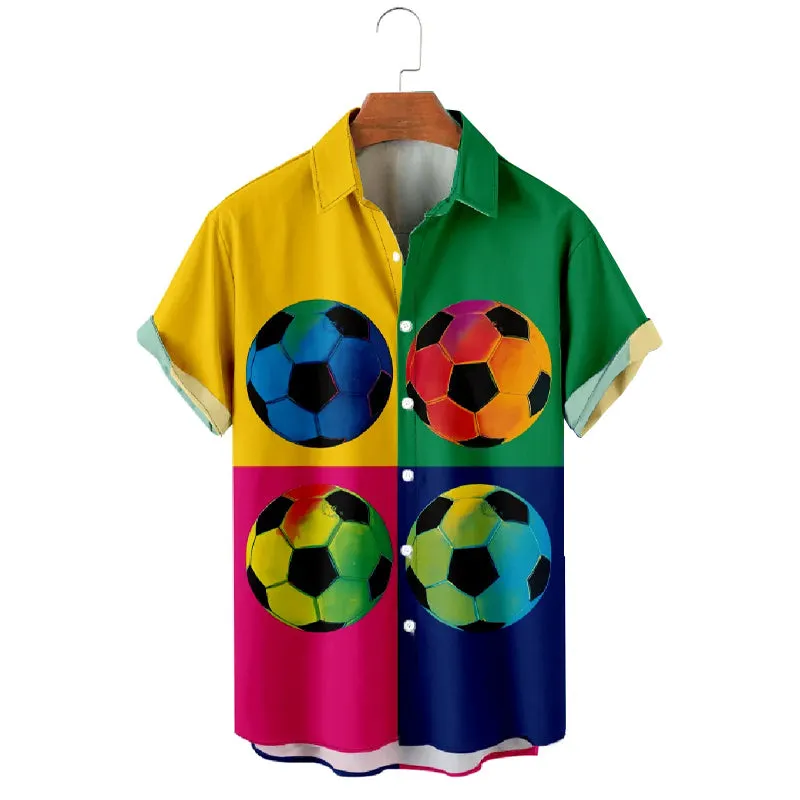 Men's Sports Colour Block Patchwork Button Up  Shirt