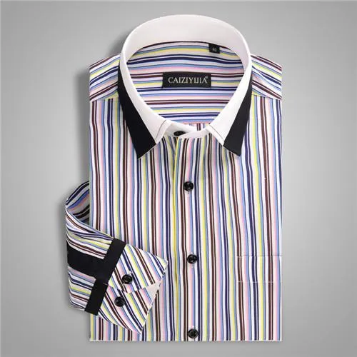 Men's Striped Patchwork Dress Shirt