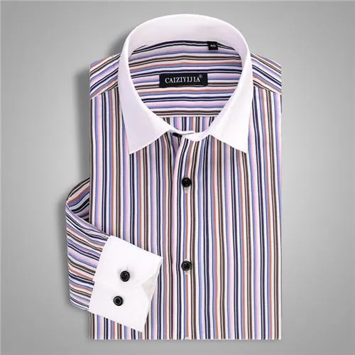 Men's Striped Patchwork Dress Shirt