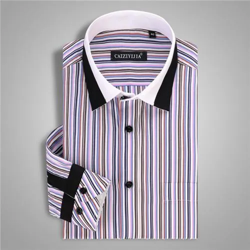 Men's Striped Patchwork Dress Shirt