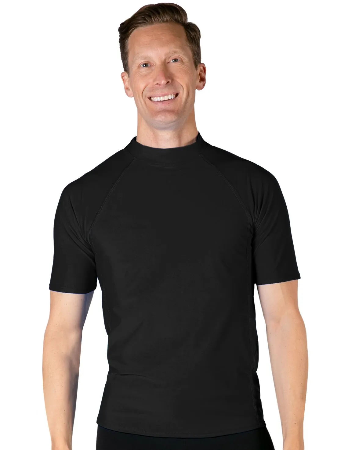 Men's  Swim Performance Short Sleeve Rash Guard - Black