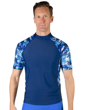 Men's  Swim Performance Short Sleeve Rash Guard - Navy / Blue Camo