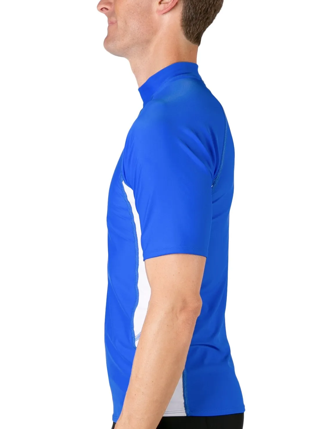 Men's  Swim Performance Short Sleeve Rash Guard - Royal / White