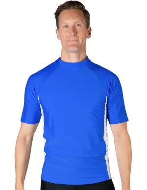 Men's  Swim Performance Short Sleeve Rash Guard - Royal / White