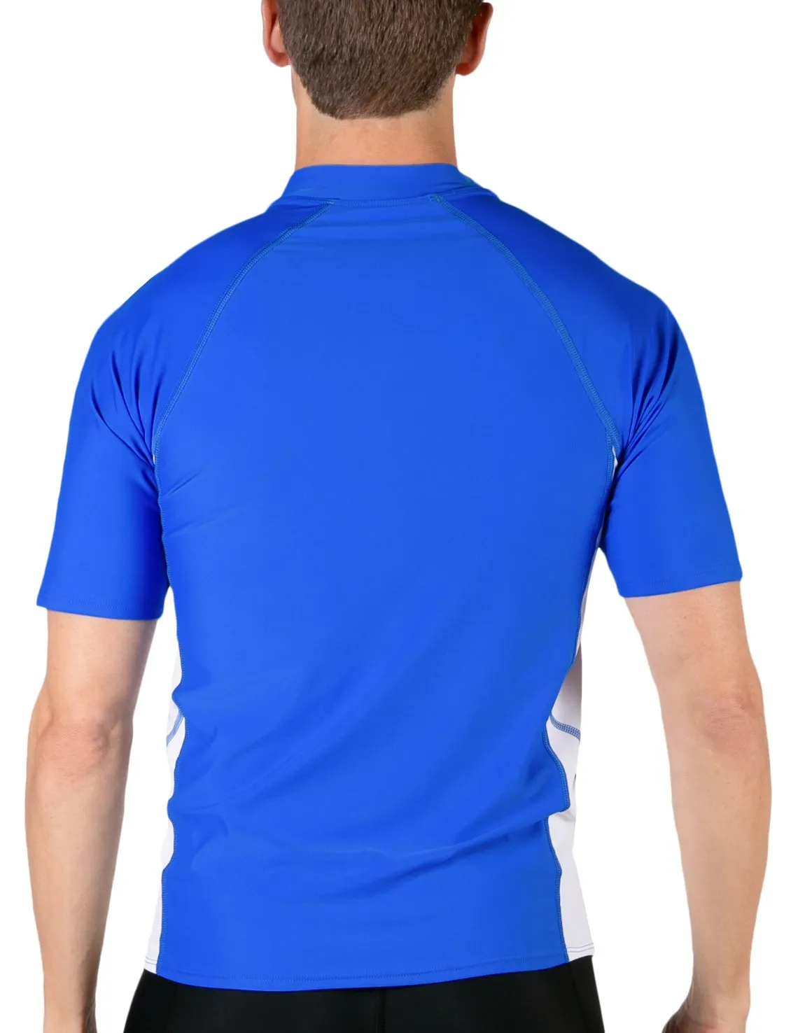 Men's  Swim Performance Short Sleeve Rash Guard - Royal / White
