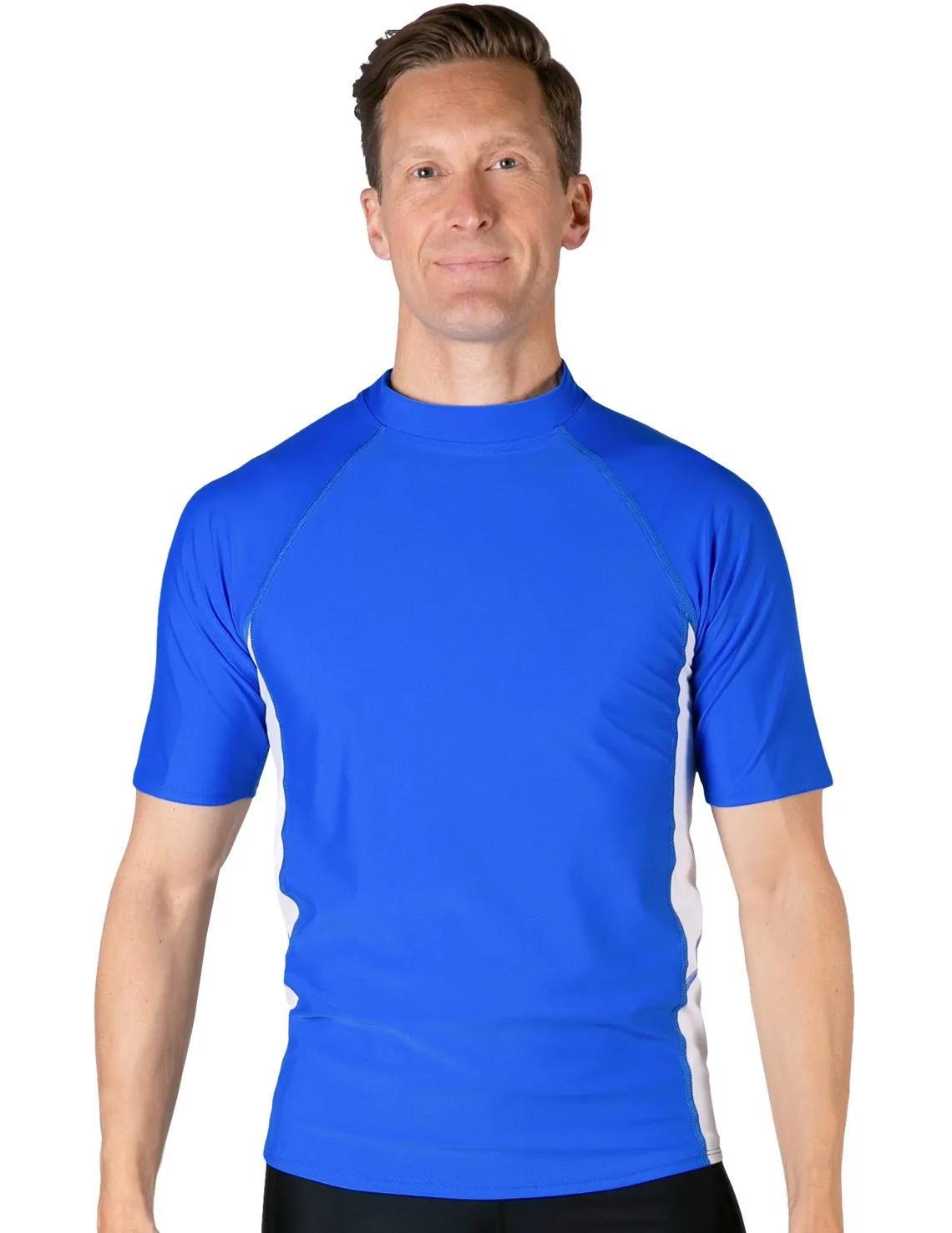 Men's  Swim Performance Short Sleeve Rash Guard - Royal / White