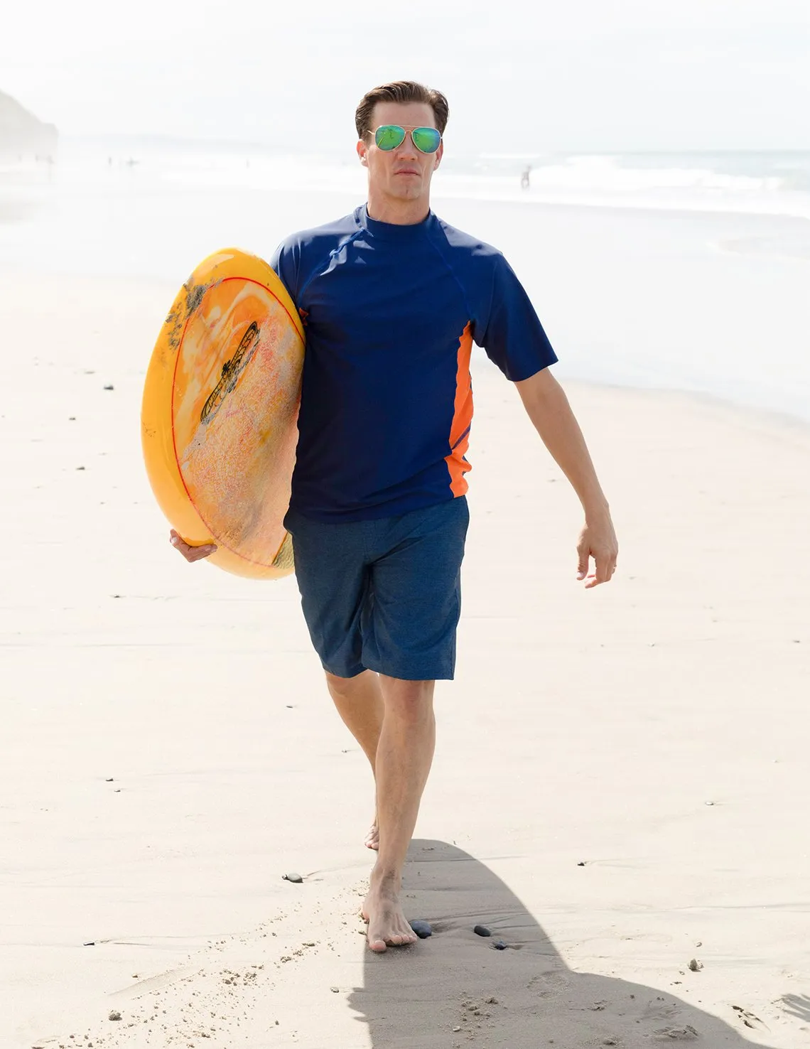 Men's  Swim Performance Short Sleeve Rash Guard - Royal / White
