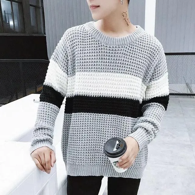Men's Three Color Patchwork Sweater
