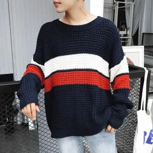 Men's Three Color Patchwork Sweater