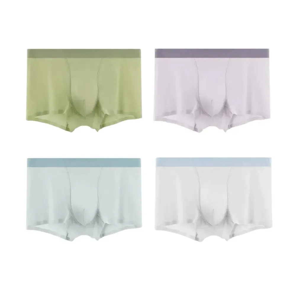 Men's Ultra Thin Ice Silk Underpants  (4-Pack) -JEWYEE 5335