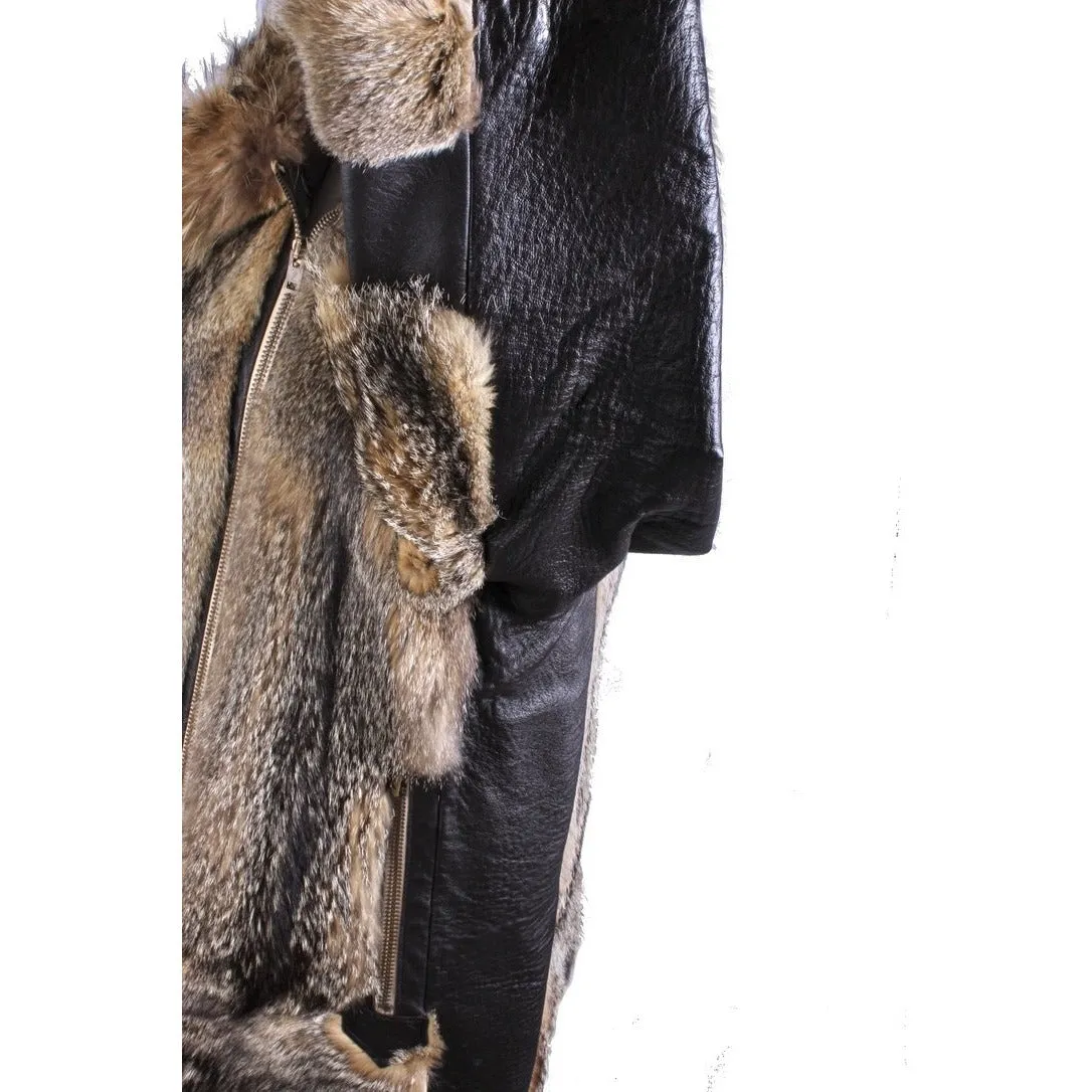 Mens Vintage 1970s Coyote Fur & Leather Parka Coat Jacket M/L Outrageous!
