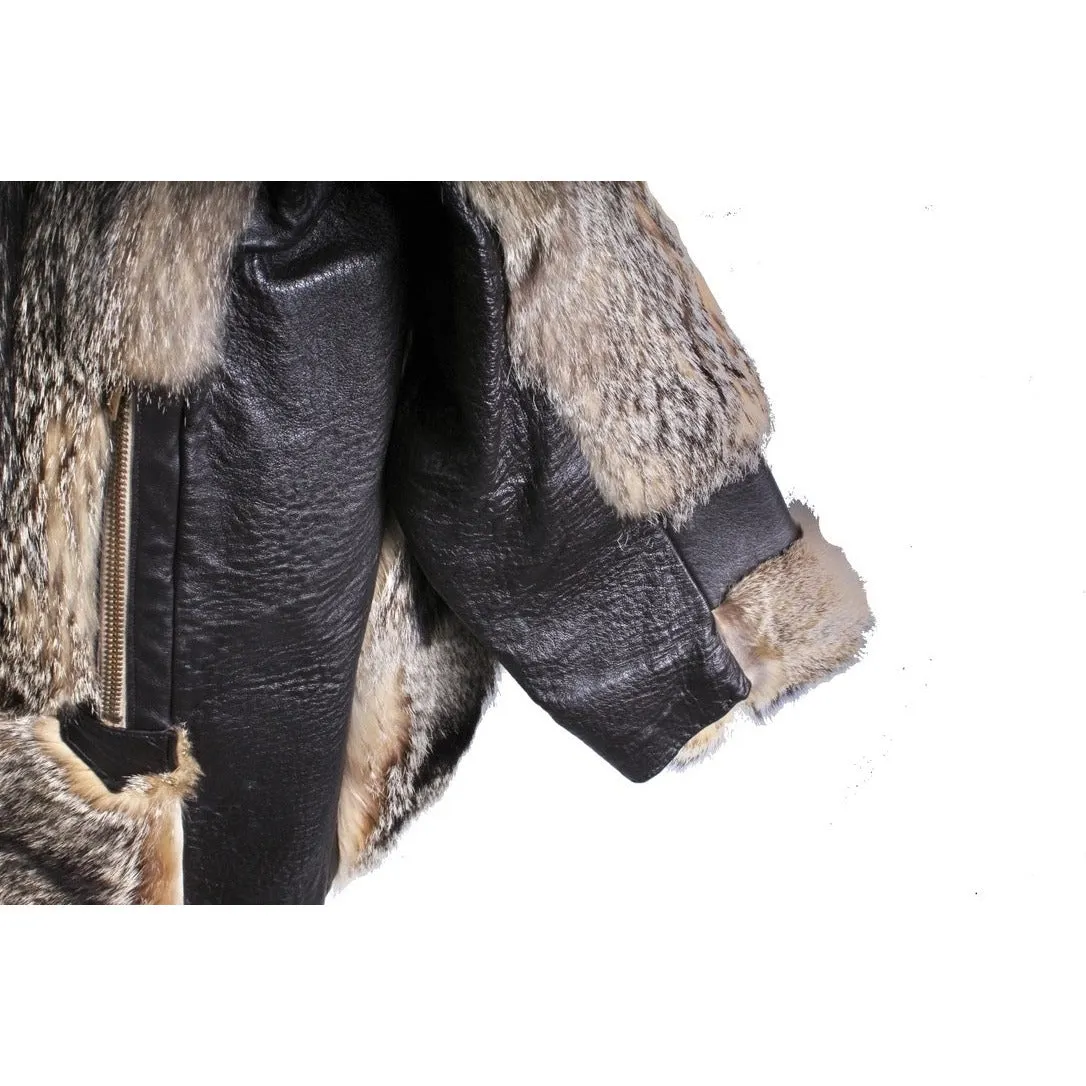 Mens Vintage 1970s Coyote Fur & Leather Parka Coat Jacket M/L Outrageous!