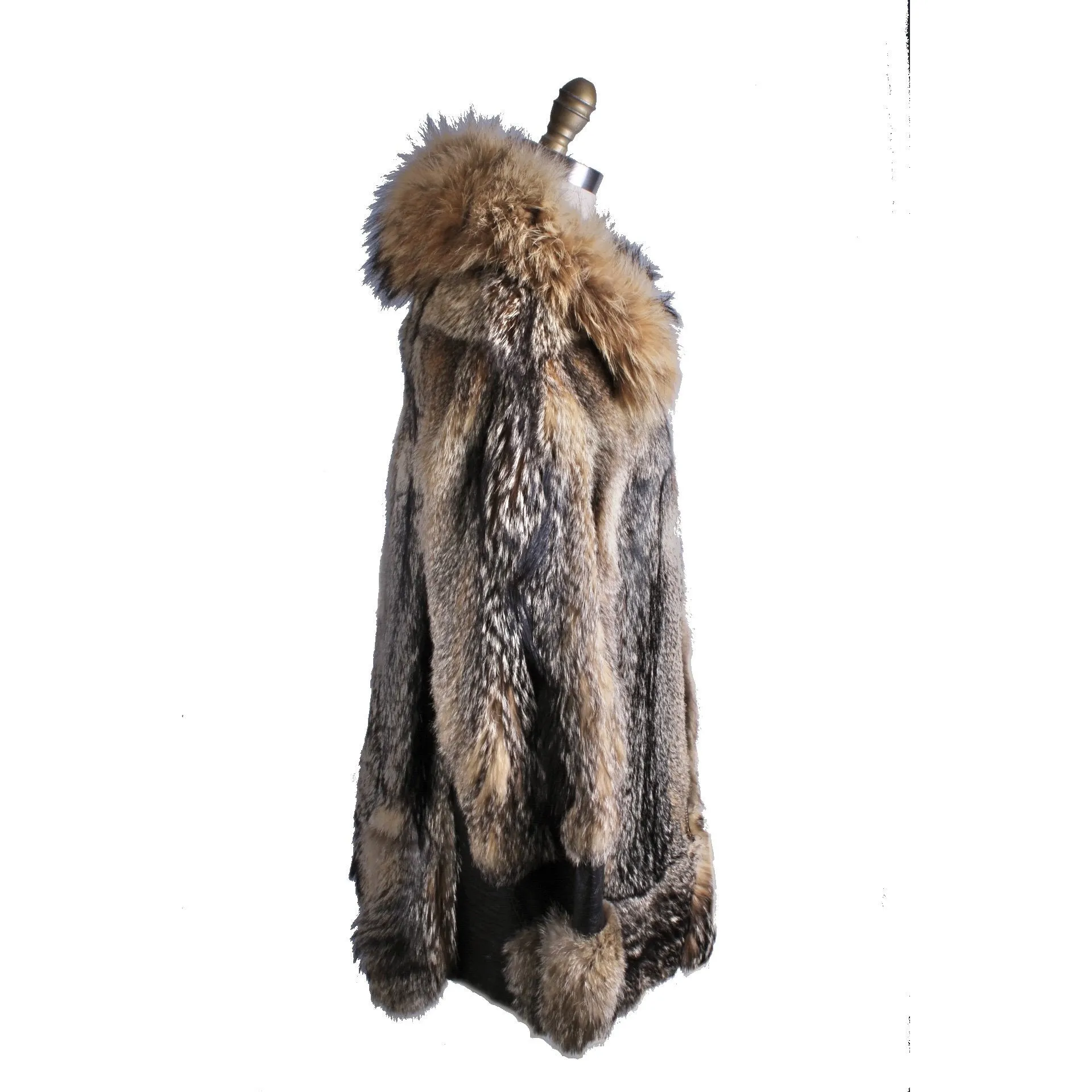 Mens Vintage 1970s Coyote Fur & Leather Parka Coat Jacket M/L Outrageous!