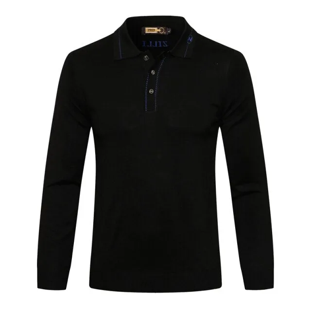 men's warm zipper Embroidery Long sleeve Sweater wool