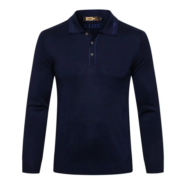 men's warm zipper Embroidery Long sleeve Sweater wool