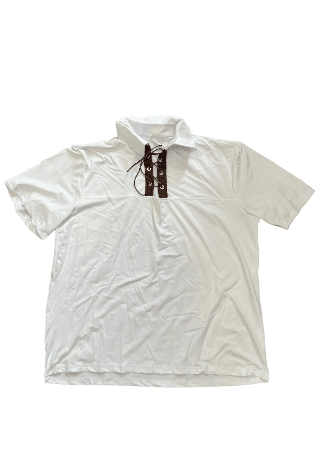 Men's White Oktoberfest Shirt with Brown Lace-Up