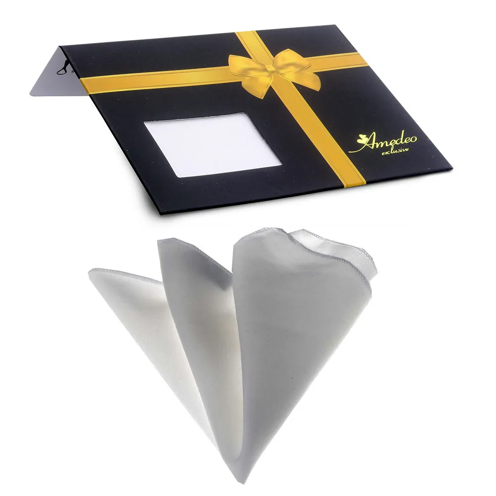 Men's White Pocket Square Hanky Handkerchief