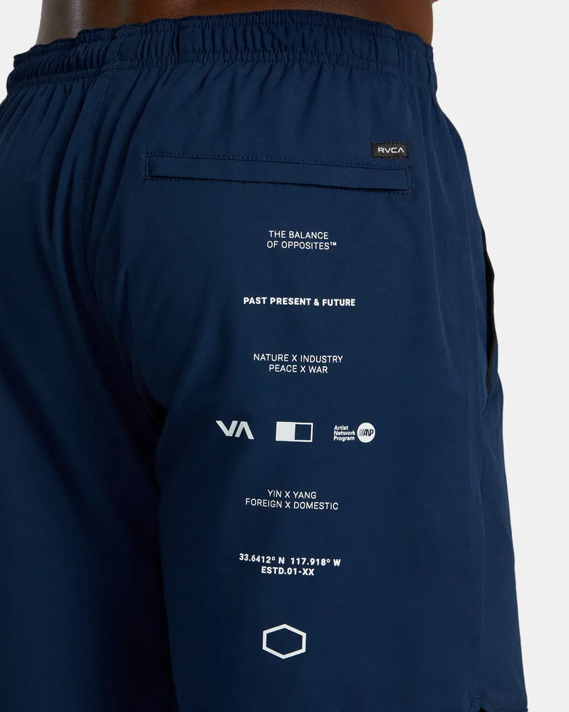 Mens Yogger Stretch Elastic Waist Shorts 17"