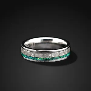 Meteorite Unity - Green Opal Wedding Band | Muonionalusta Meteorite Band for Men & Women