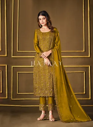 Mustard Sequence Embroidered Pakistani Style Salwar Suit