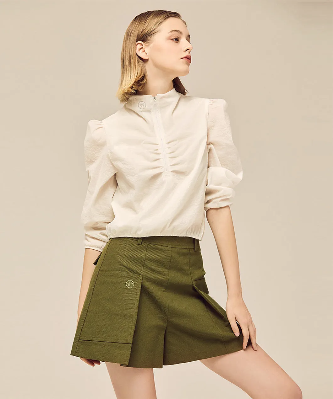 MYCL Big Pocket Culotte Short Pants - Khaki