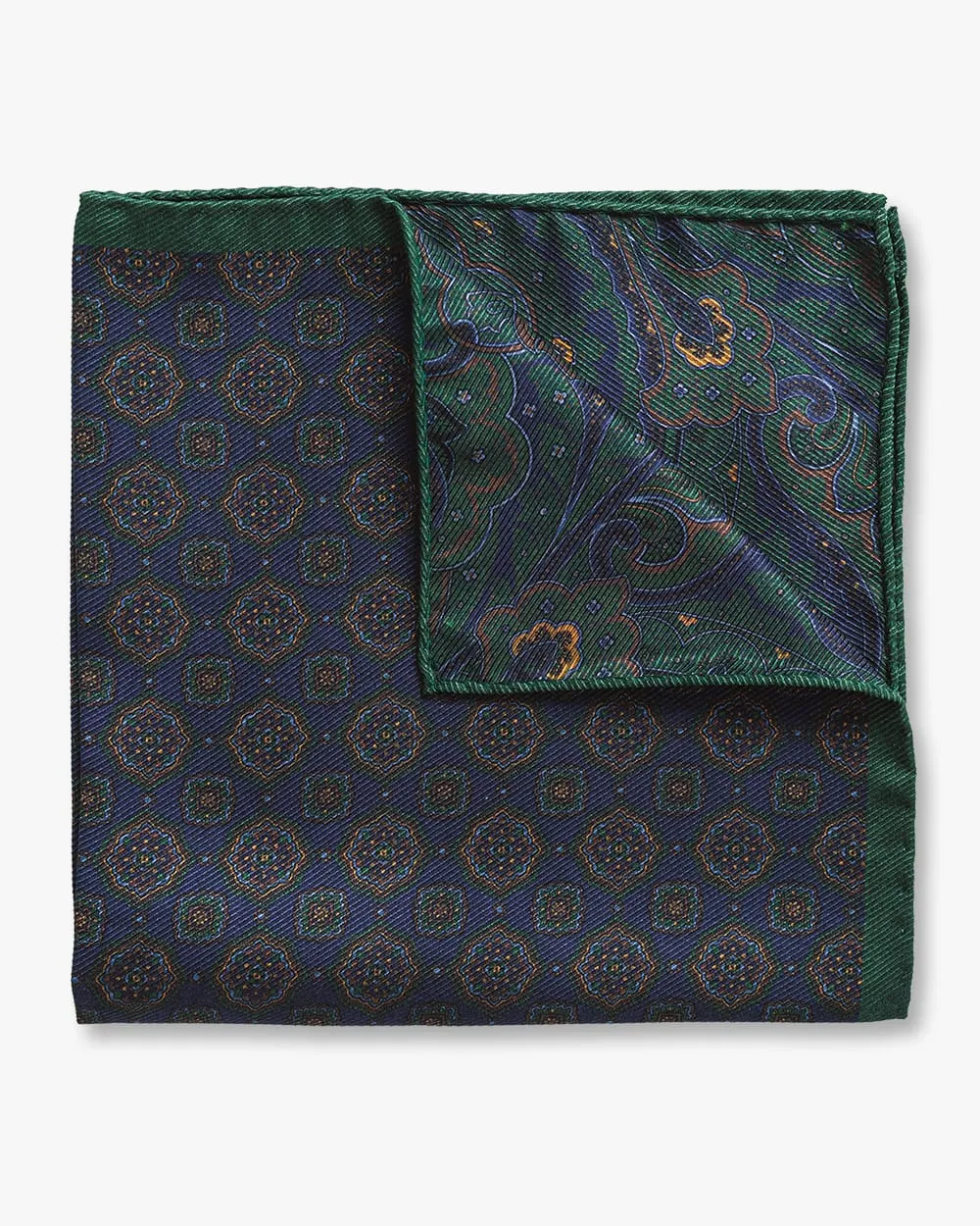 Navy Medallion & Paisley Double Sided Pocket Square