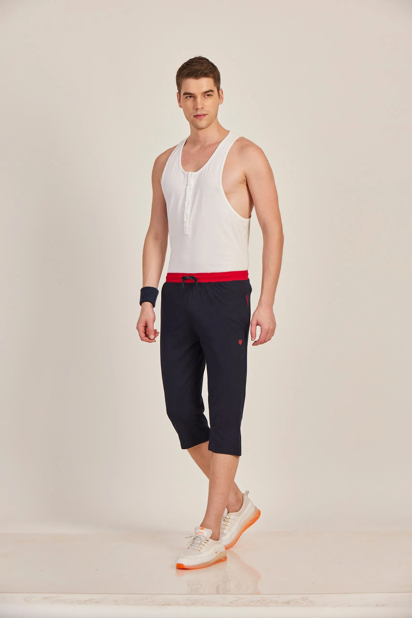 Neva Men's Capri with Contrast Elasticated Waistband-Navy