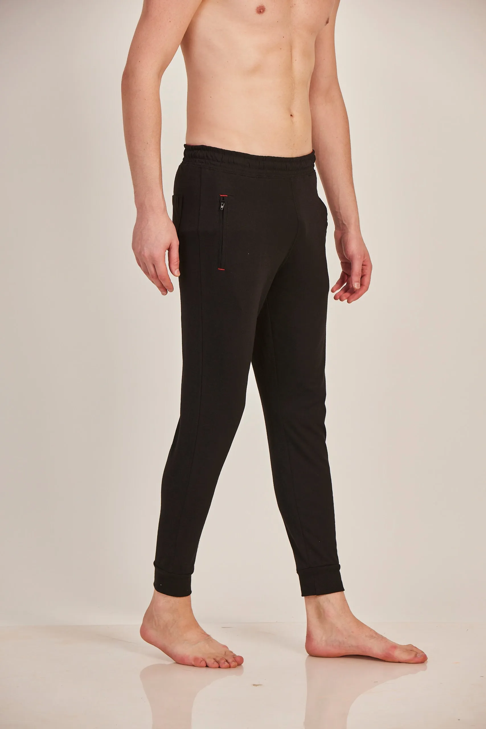 Neva Men's Jogger Style Trackpant with Single Side Zipped Pocket-Black