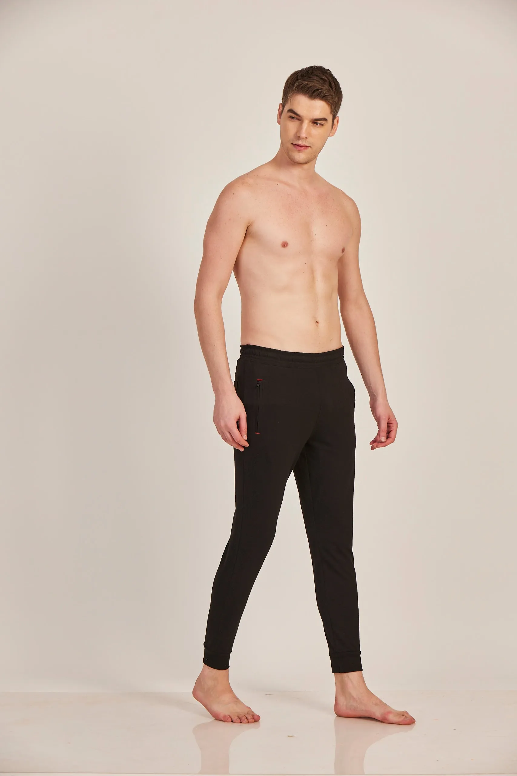 Neva Men's Jogger Style Trackpant with Single Side Zipped Pocket-Black