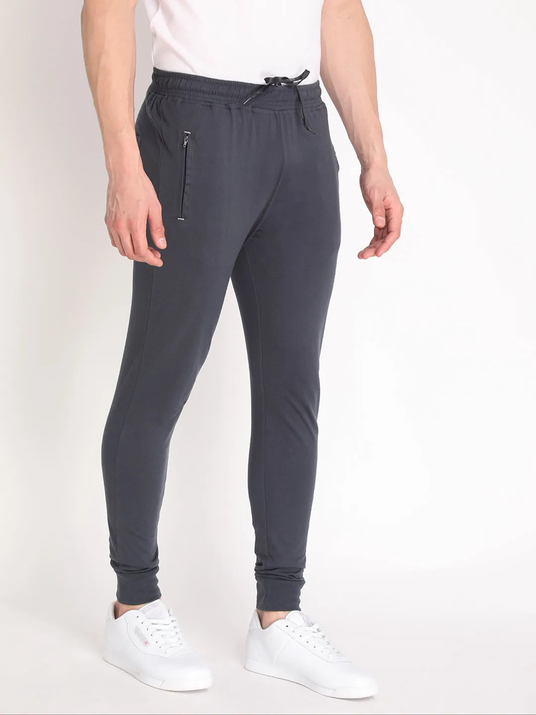 Neva Men's Jogger Style Trackpant with Single Side Zipped Pocket-Dark Grey