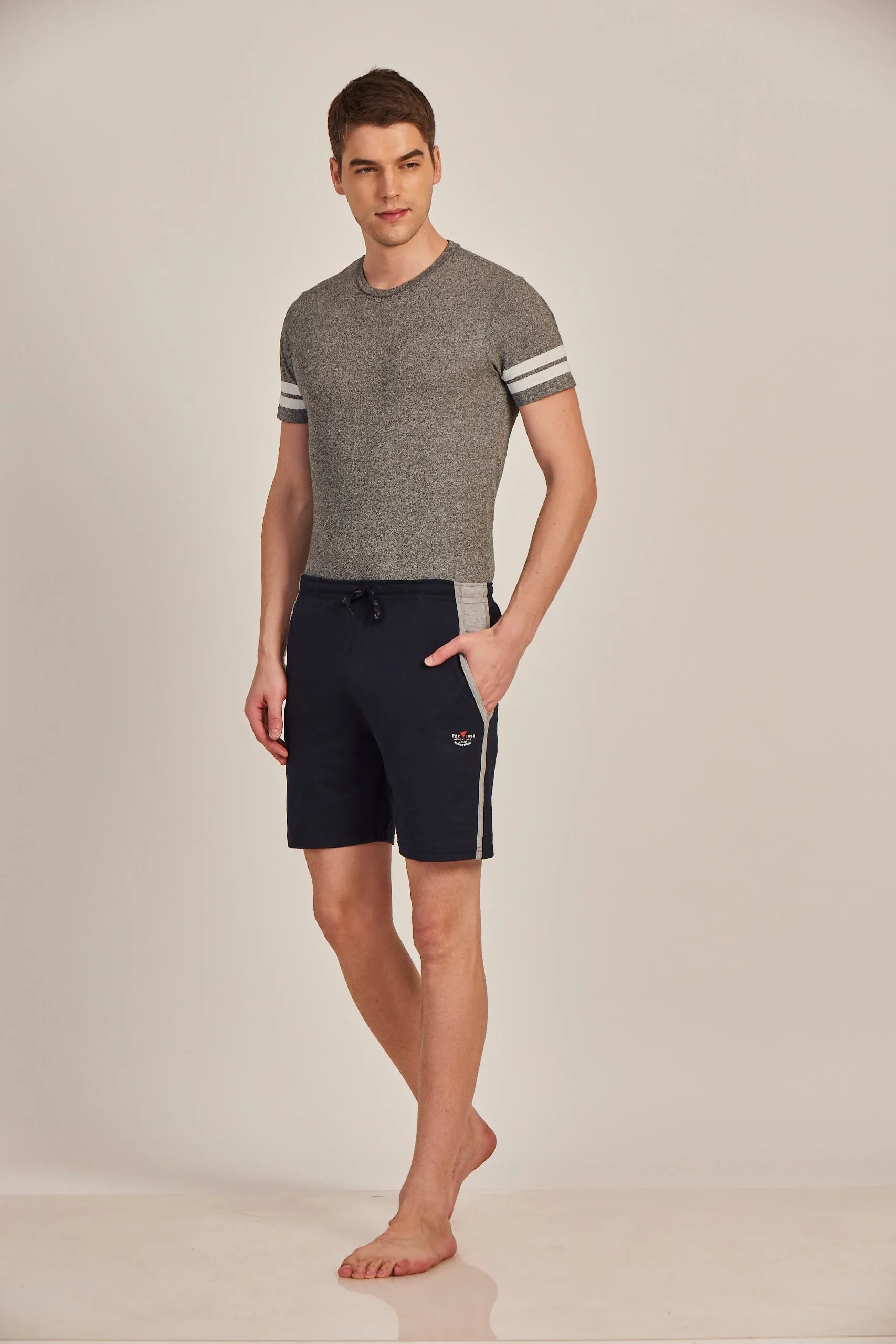 Neva Men's Sweatfree Bermuda with Single Side Zipped Pocket-Navy