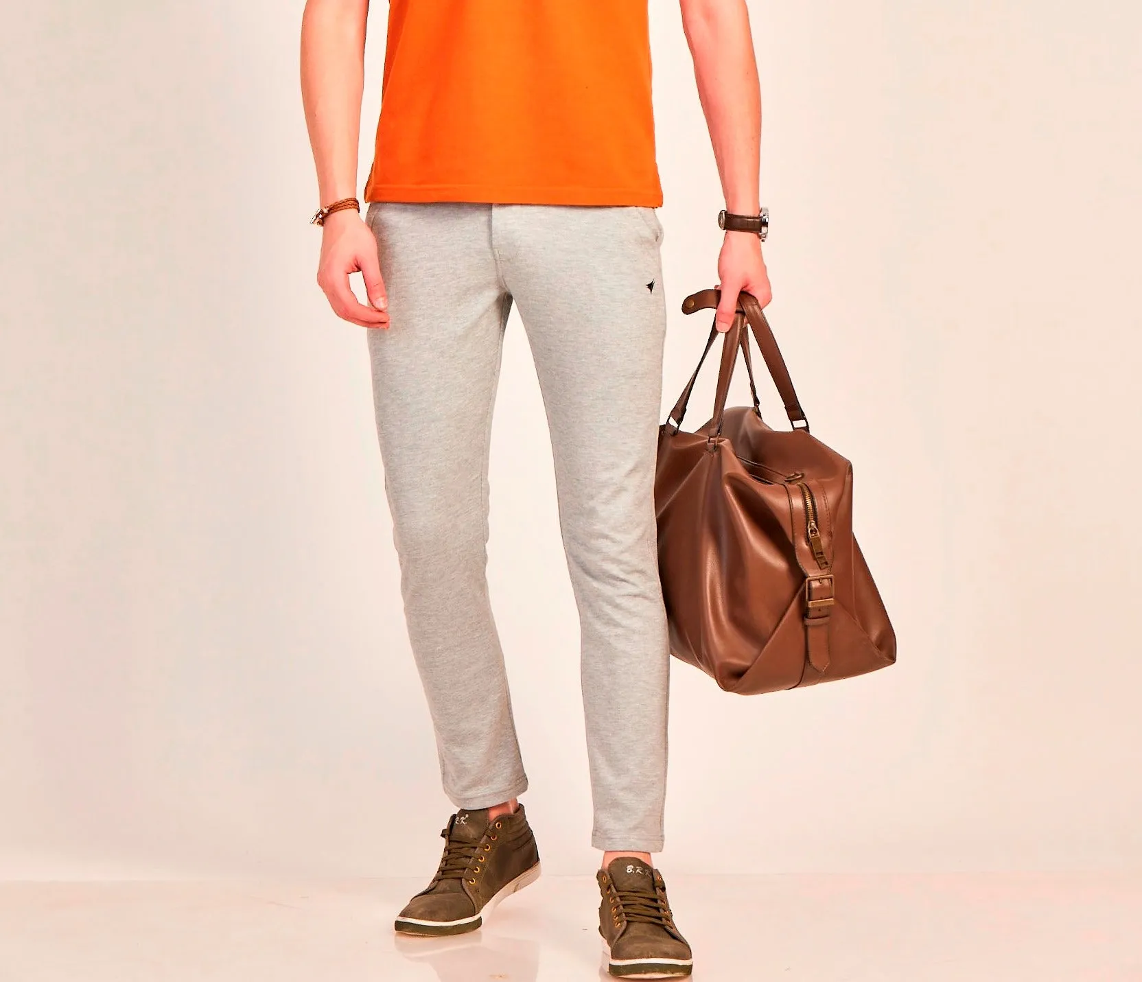 Neva Men's Sweatfree Pant Style Trackpant with Single Side Zipped Pocket-Grey Mix