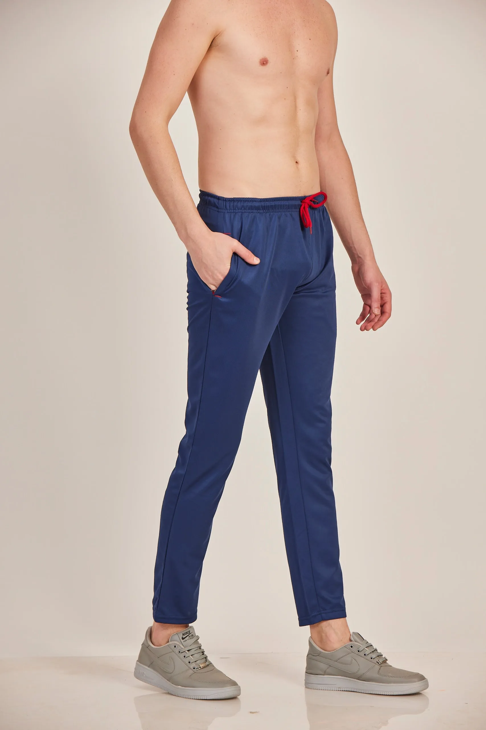 Neva Men's Sweatfree Trackpant with Contrast Drawstring and Single Side Zipped Pocket-Navy