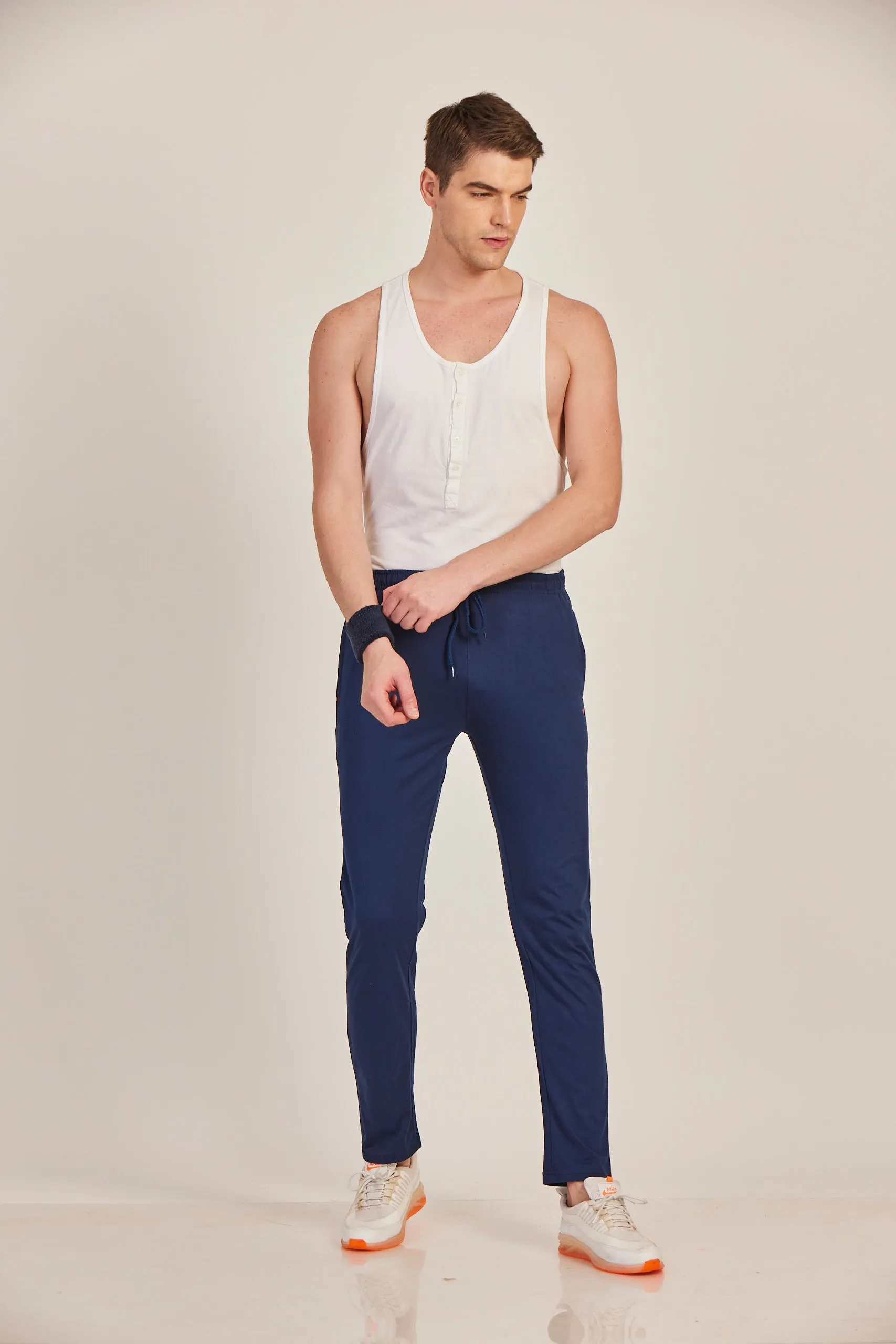 Neva Men's Sweatfree Trackpant with Single Side Zipped Pocket-Navy
