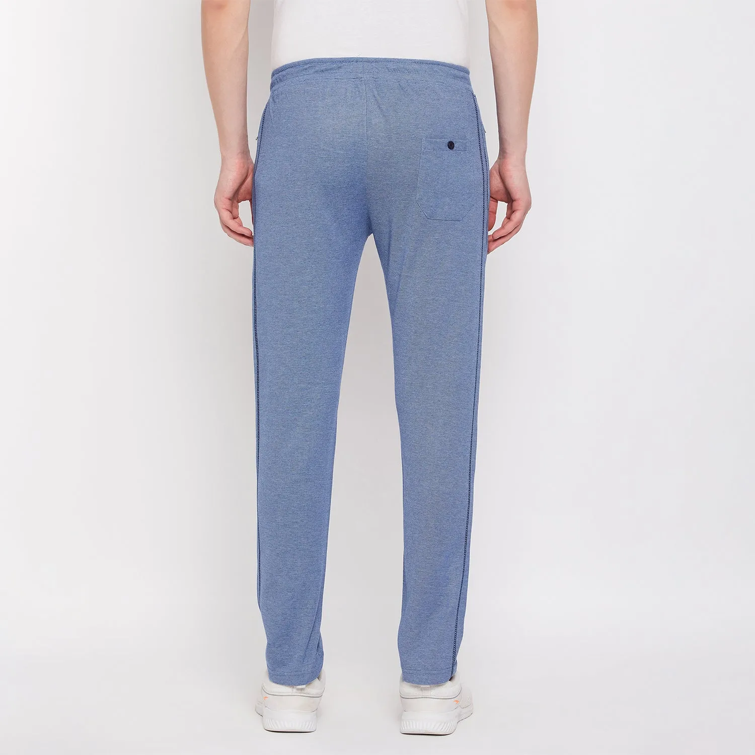 Neva Men's Track Pant in Solid Pattern Side pockets - Denim Milange