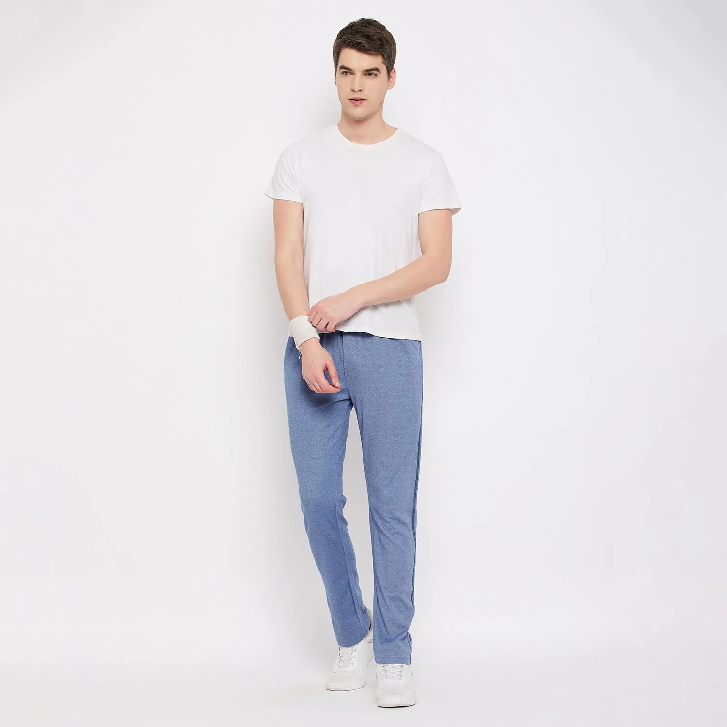 Neva Men's Track Pant in Solid Pattern Side pockets - Denim Milange