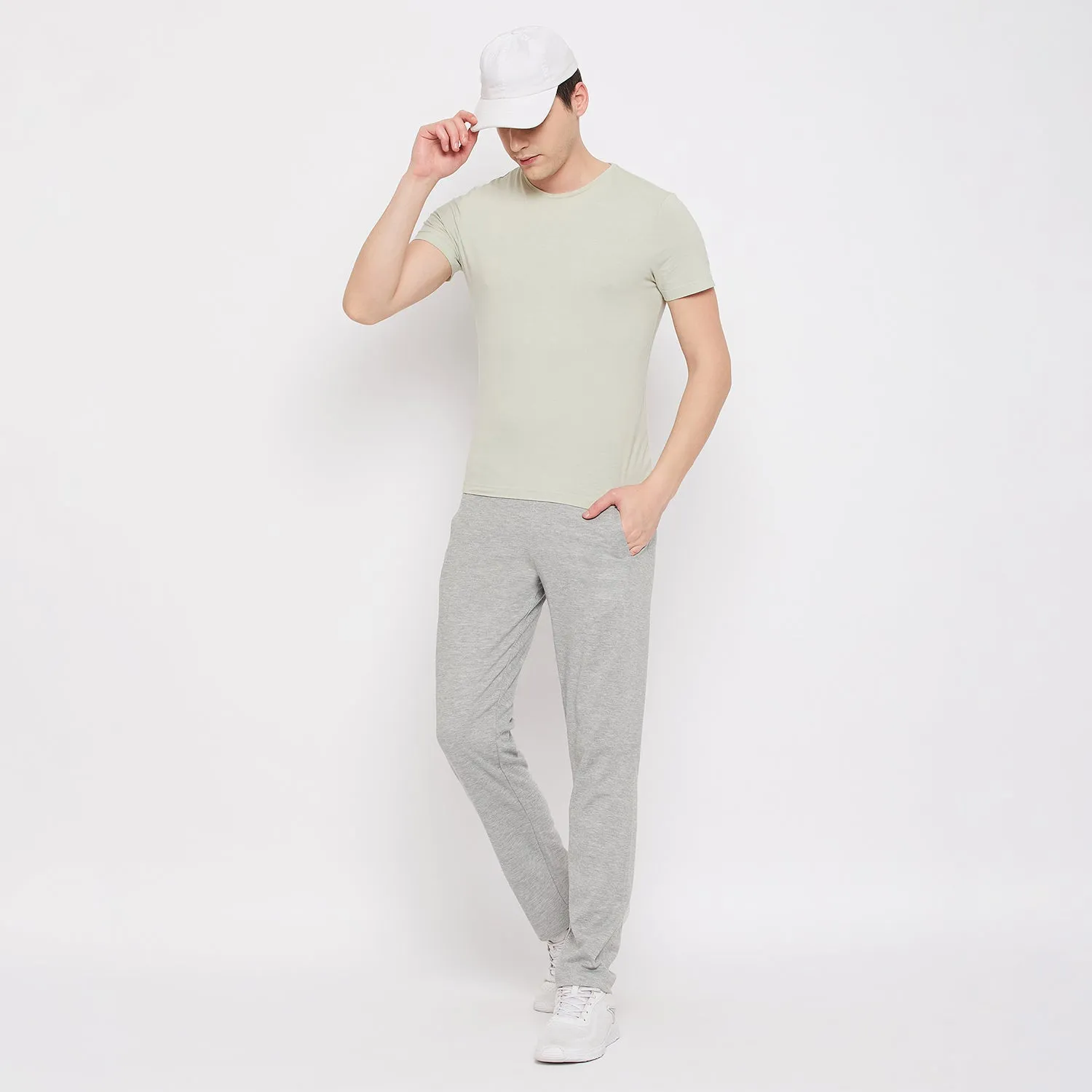Neva Men's Track Pant in Solid Pattern Side pockets - Milange Grey