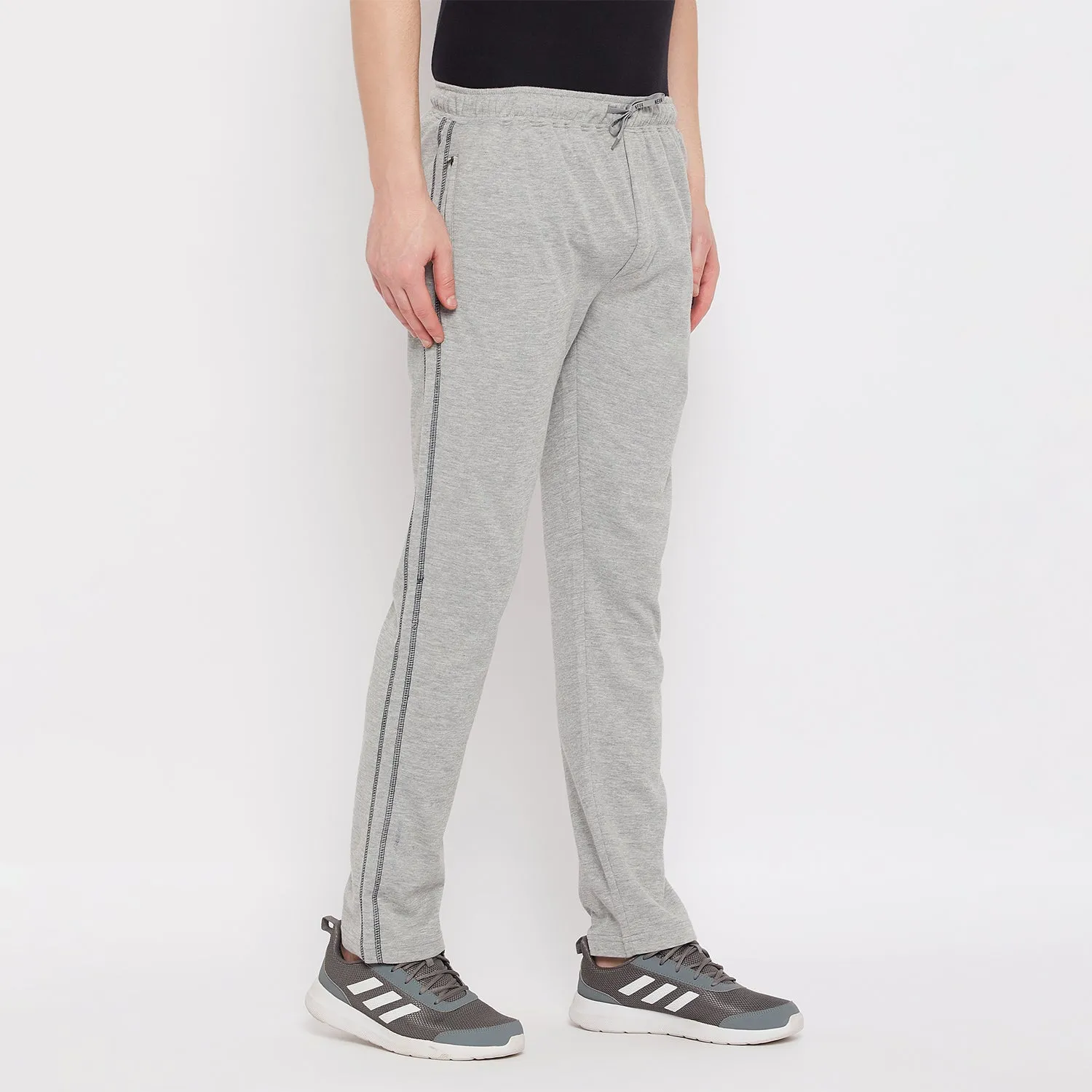 Neva Men's Track Pant in Solid Pattern Side pockets - Milange Grey